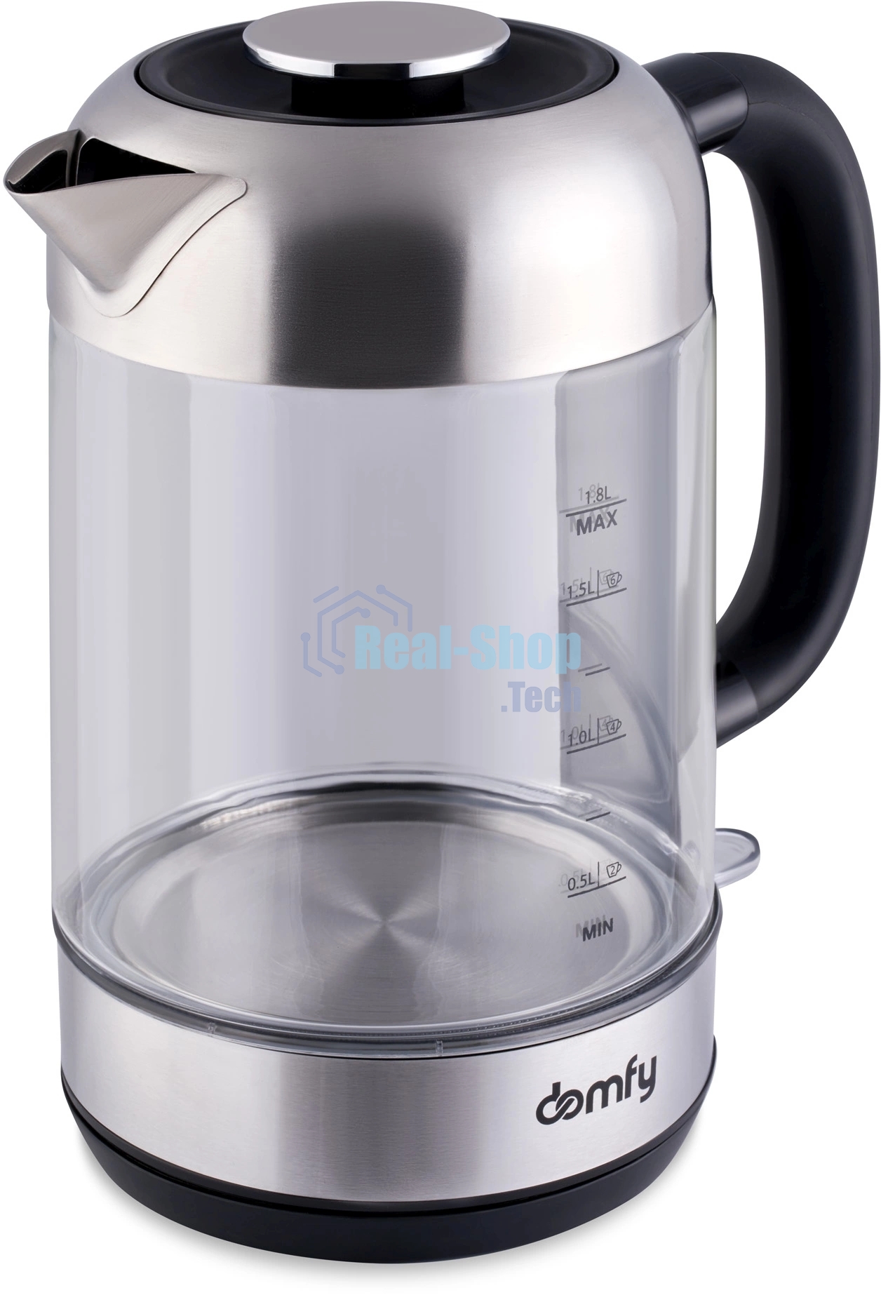 Чайник электрический Domfy DSM-EK401 1.8л. 2200Вт черный/прозрачный (корпус: стекло)