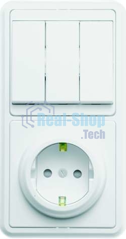 Блок Кунцево-Электро БКВР-036 Бэлла (3-кл. выкл. + евророзетка с защ. шторками) белый