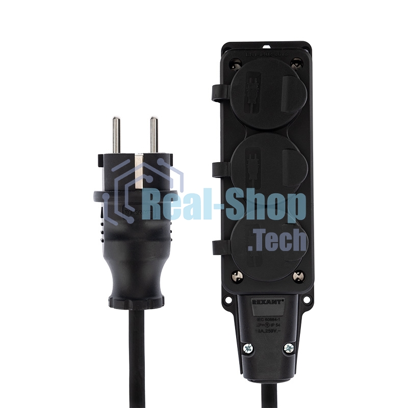 Удлинитель-шнур на рамке Rexant КГ 3х1.5, 30 м, 3 гнезда, морозостойкий, с/з, 16 А, 3500 Вт, IP44 (Сделано в России)