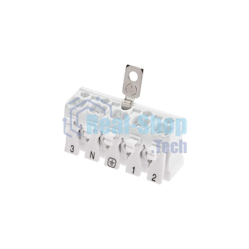 Клемма пружинная соединительная Rexant КСП 5-полюсная с заземлением и с монтажными ножками (50 шт./уп.)