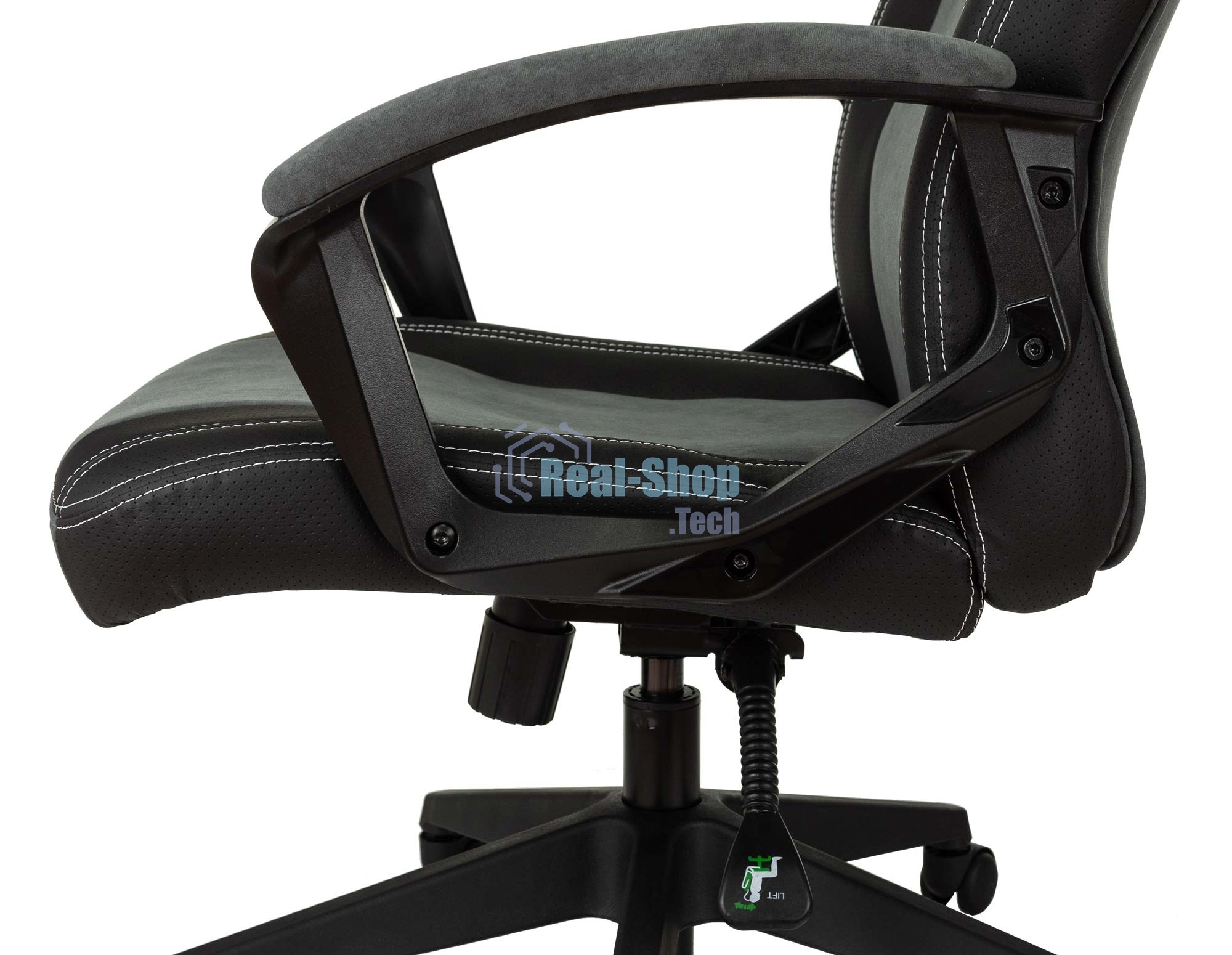 Кресло игровое Бюрократ Zombie Hero серый текстиль/эко.кожа крестов. пластик