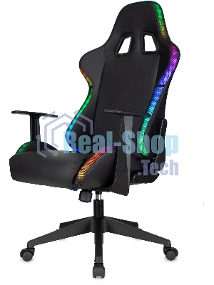 Кресло ZOMBIE GAME RGB черный, экокожа, 120 кг, подголовник, механизм качания