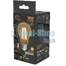 Лампа светодиодная филаментная Gauss Filament 18Вт цок.:E27 груша св.свеч.бел.теп. (упак.:10шт)