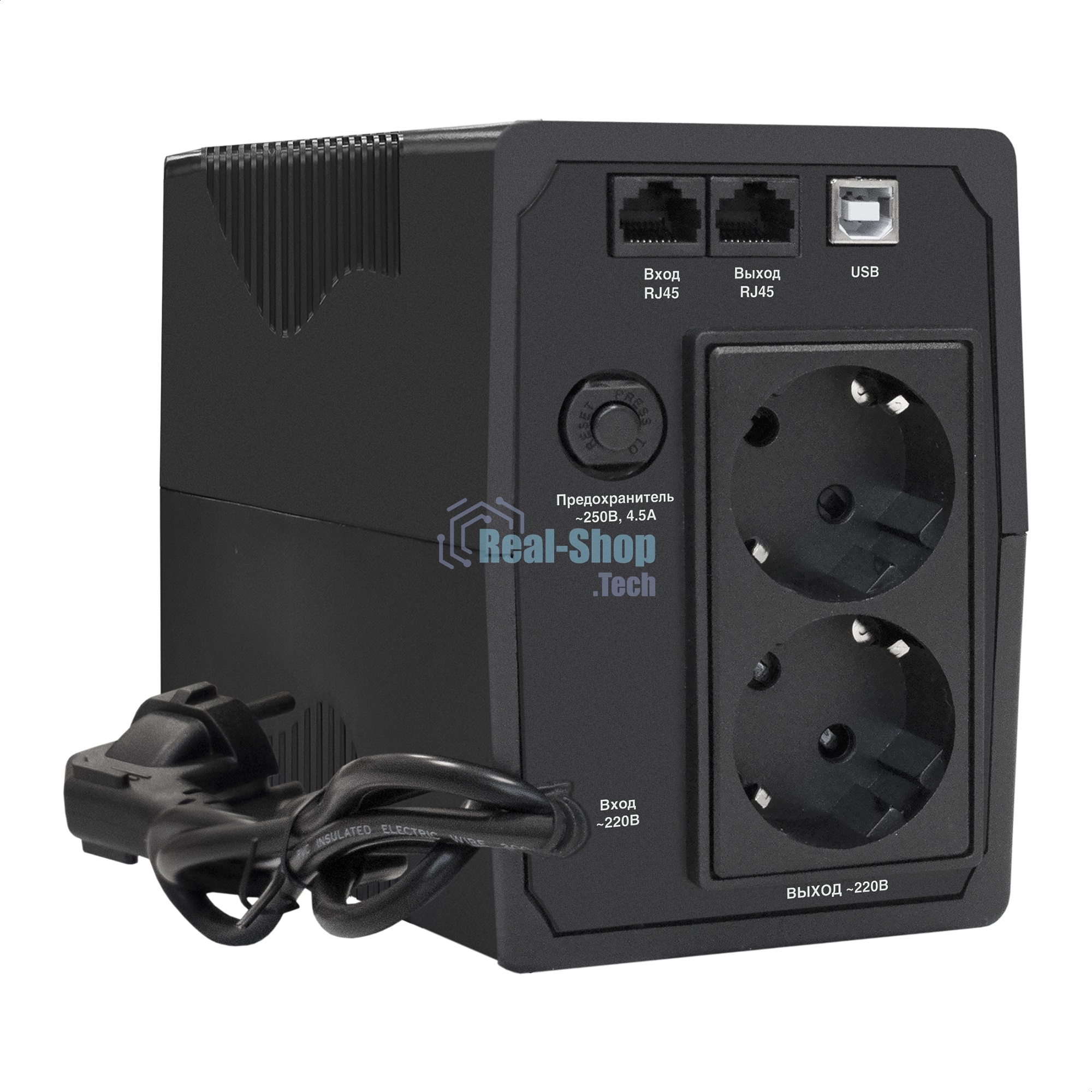 Источник бесперебойного питания ExeGate EX292764RUS SpecialPro UNB-600.LED.AVR.2SH.RJ.USB 600VA/360W, LED, AVR, 2*Schuko, RJ45/11, USB, черный