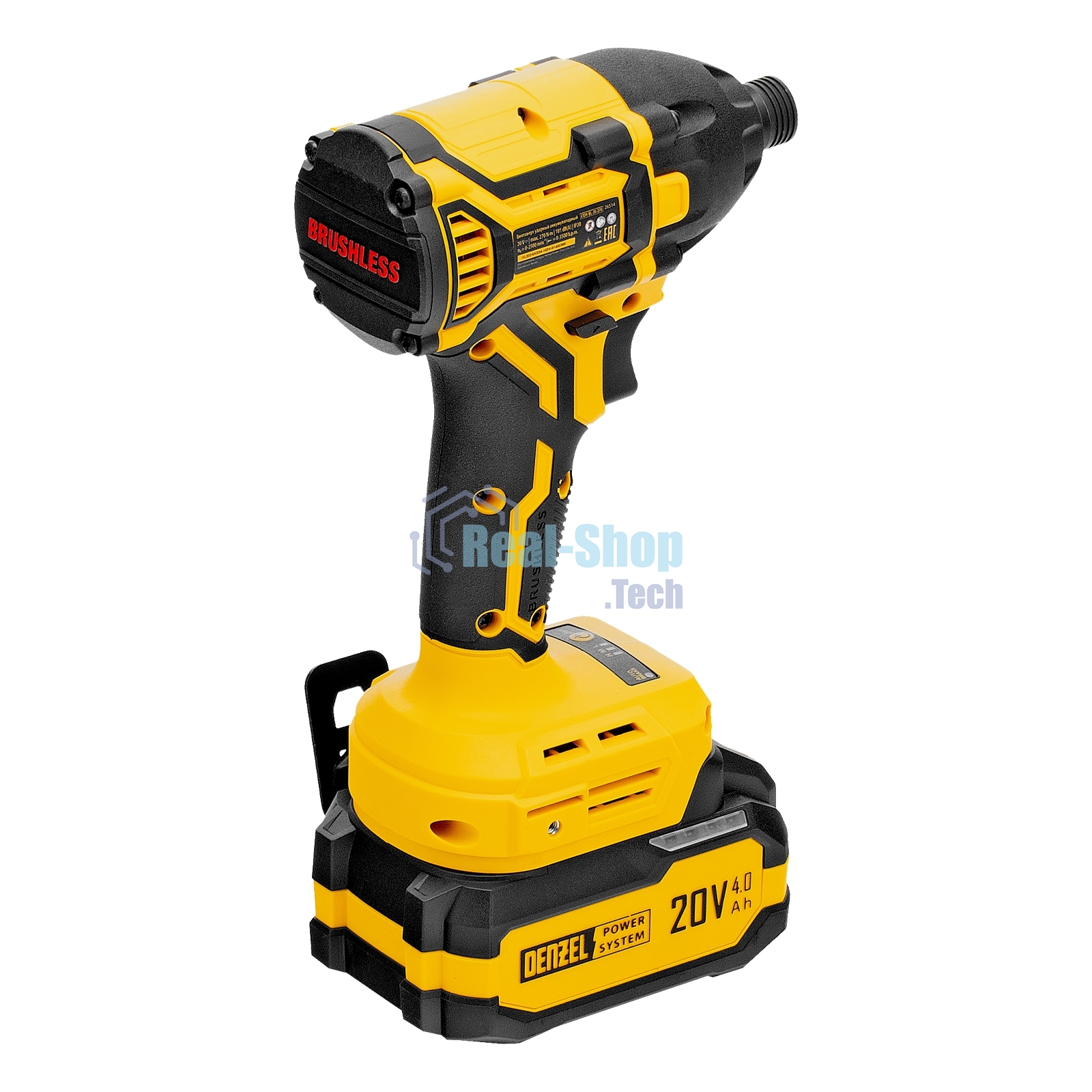 Винтоверт ударный аккумуляторный бесщет. Denzel CIDH-BL-20-270, Li-Ion, 20 В