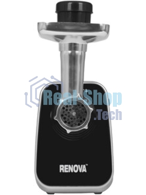 Мясорубка электрическая Renova MG260-R1BP черный, 2600 Вт, 2.5 кг/мин, реверс, защита от перегрузки, металлический лоток, насадки - 7
