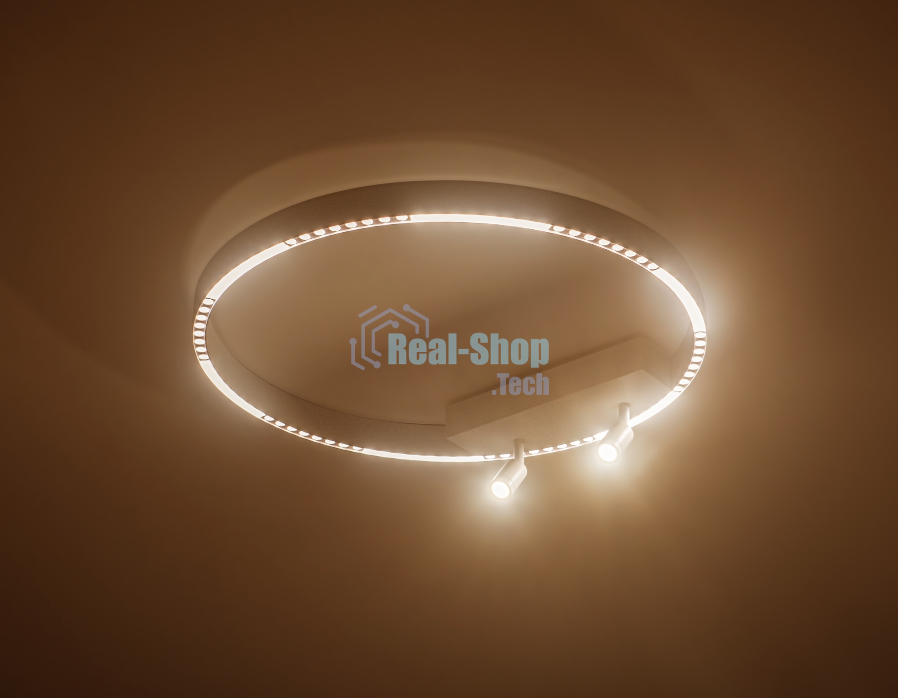 Потолочный светодиодный светильник Ambrella light FL5807/1+2 WH белый 40W 3000K/4200K/6400K D600*95 (без ПДУ)