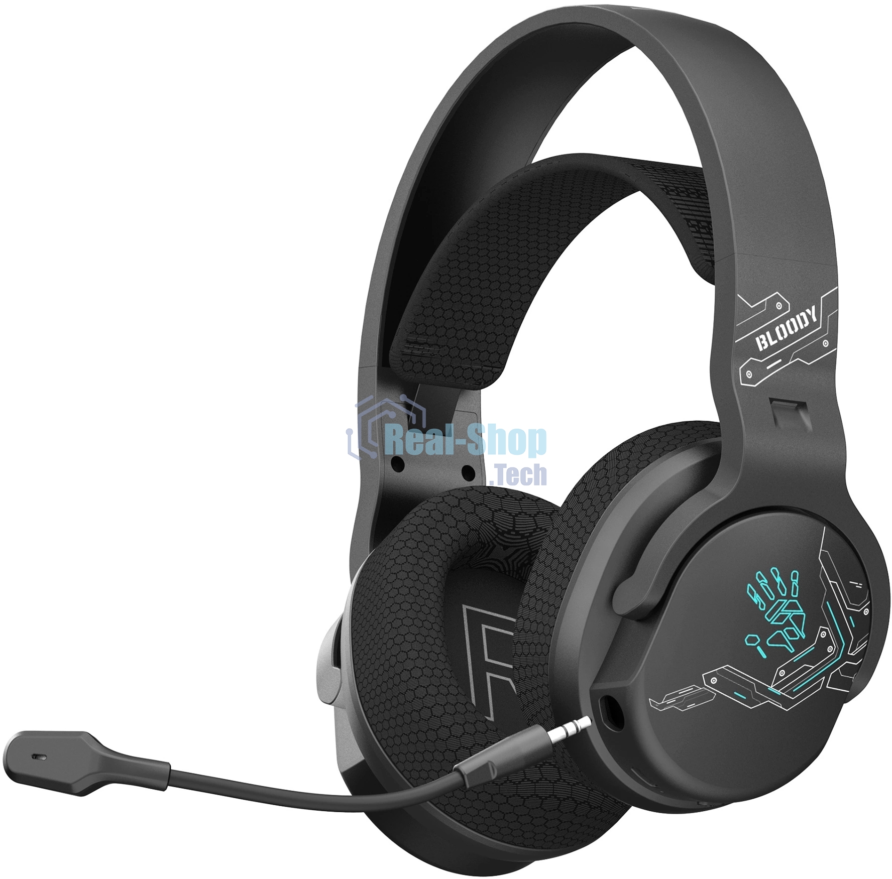 Гарнитура Bloody GR370 черный, беспроводная + проводная, Bluetooth, до 45 ч, подсветка