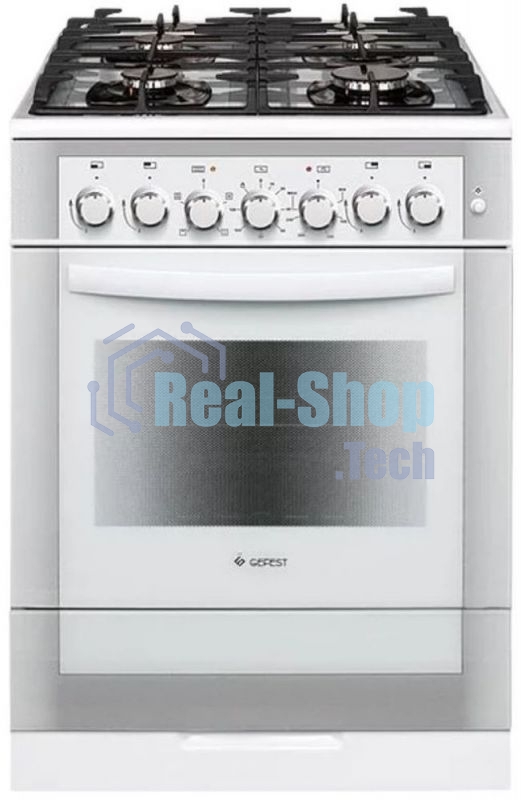 Плита комбинированная Gefest ПГЭ 6502-02 0042 белый, конфорок 4 газовых, духовка 55 л, 60 см x 85 см x 60 см