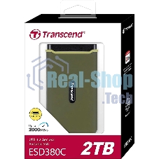 Внешний SSD Transcend Portable SSD ESD380C, 2000GB, Type-C, USB 3.2 Gen2, R/W 2000/2000MB/s, 97x54x13мм, два кабеля в комплекте (3 года)