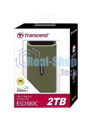 Внешний SSD Transcend Portable SSD ESD380C, 2000GB, Type-C, USB 3.2 Gen2, R/W 2000/2000MB/s, 97x54x13мм, два кабеля в комплекте (3 года)