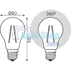 Лампа светодиодная филаментная Gauss Filament 18Вт цок.:E27 груша св.свеч.бел.теп. (упак.:10шт)