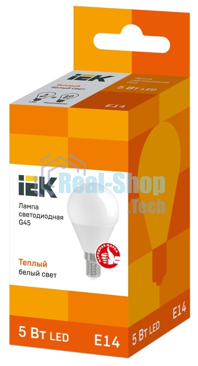 Лампа светодиодная IEK LLE-G45-5-230-30-E14 ECO G45 5Вт шар 3000К теплый белый E14 450лм 230-240В