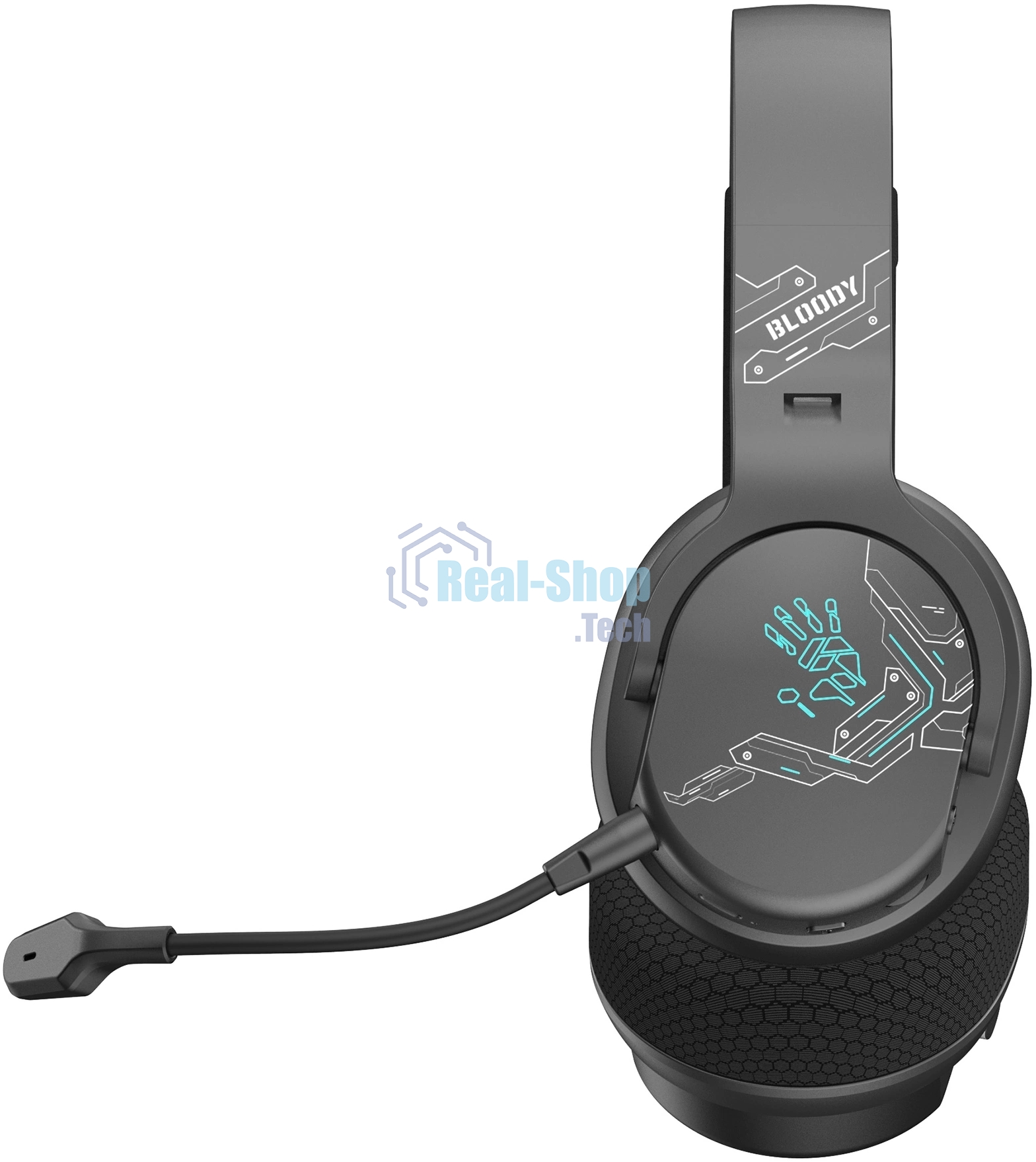 Гарнитура Bloody GR370 черный, беспроводная + проводная, Bluetooth, до 45 ч, подсветка