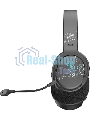 Гарнитура Bloody GR370 черный, беспроводная + проводная, Bluetooth, до 45 ч, подсветка