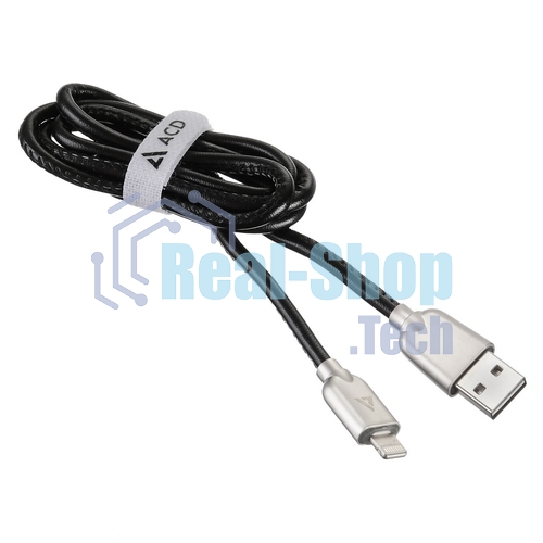 Кабель USB ACD-Allure Lightning - USB-A Кожа, 1м, черный