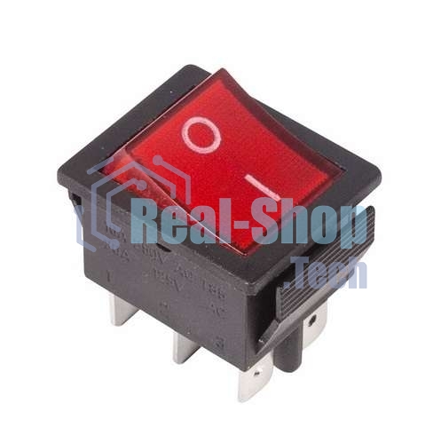 Выключатель клавишный Rexant 250V 15А (6с) ON-ON красный с подсветкой