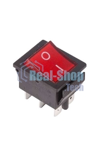 Выключатель клавишный Rexant 250V 15А (6с) ON-ON красный с подсветкой