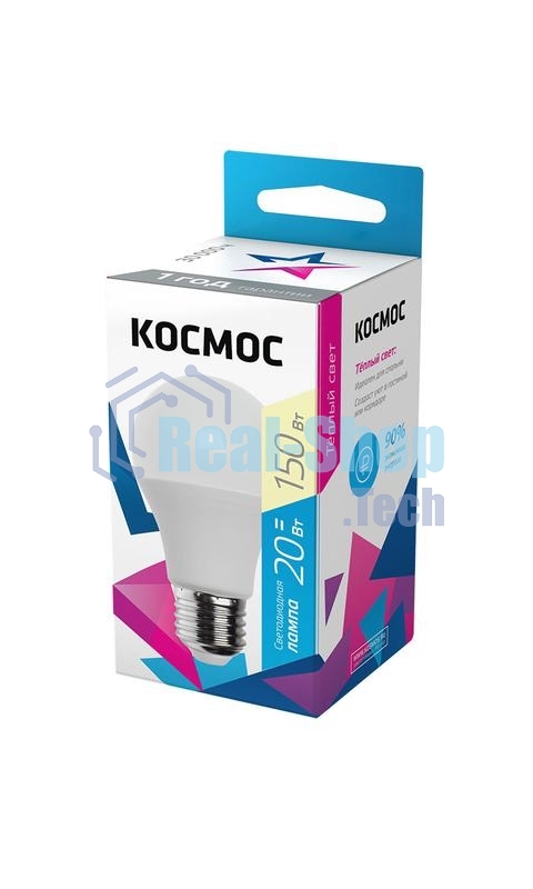 Лампа светодиодная A60 20Вт 3000К E27 220В Космос LkecLED20wA60E2730