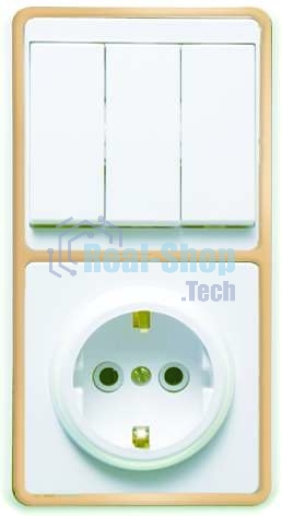 Блок Кунцево-Электро БКВР-033 Бэлла (3-кл. выкл. + розетка с заземл.) зол.