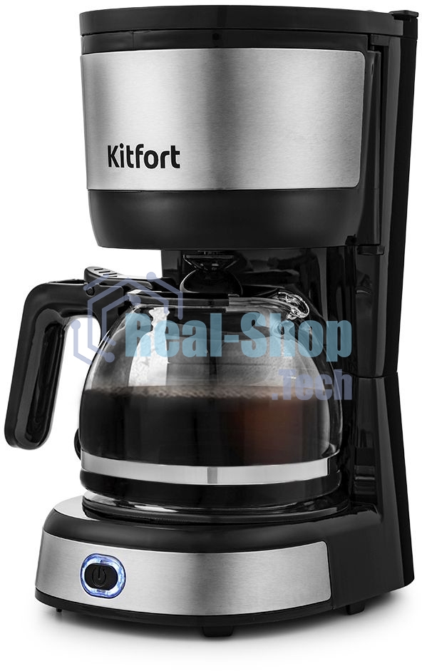 Кофеварка капельная Kitfort КТ-730 черный/серебристый, исп. кофе - молотый, 0,6 л, 750 Вт.