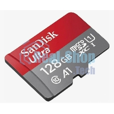 Флеш карта microSDXC 128GB SanDisk Ultra Class 10, UHS-I, R 100 МБ/с, SDSQUNR-128G-GN3MN адаптер на SD