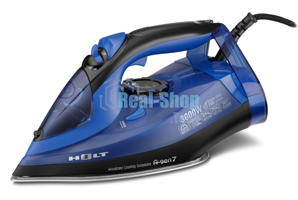 Утюг HOLT HT-IR-015-400 синий, 3000 Вт, 50 г/мин, 200 г/мин, 380 мл