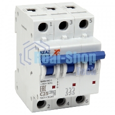Выключатель автоматический модульный 3п C 40А 6кА OptiDin BM63-3C40-УХЛ3 КЭАЗ 260798