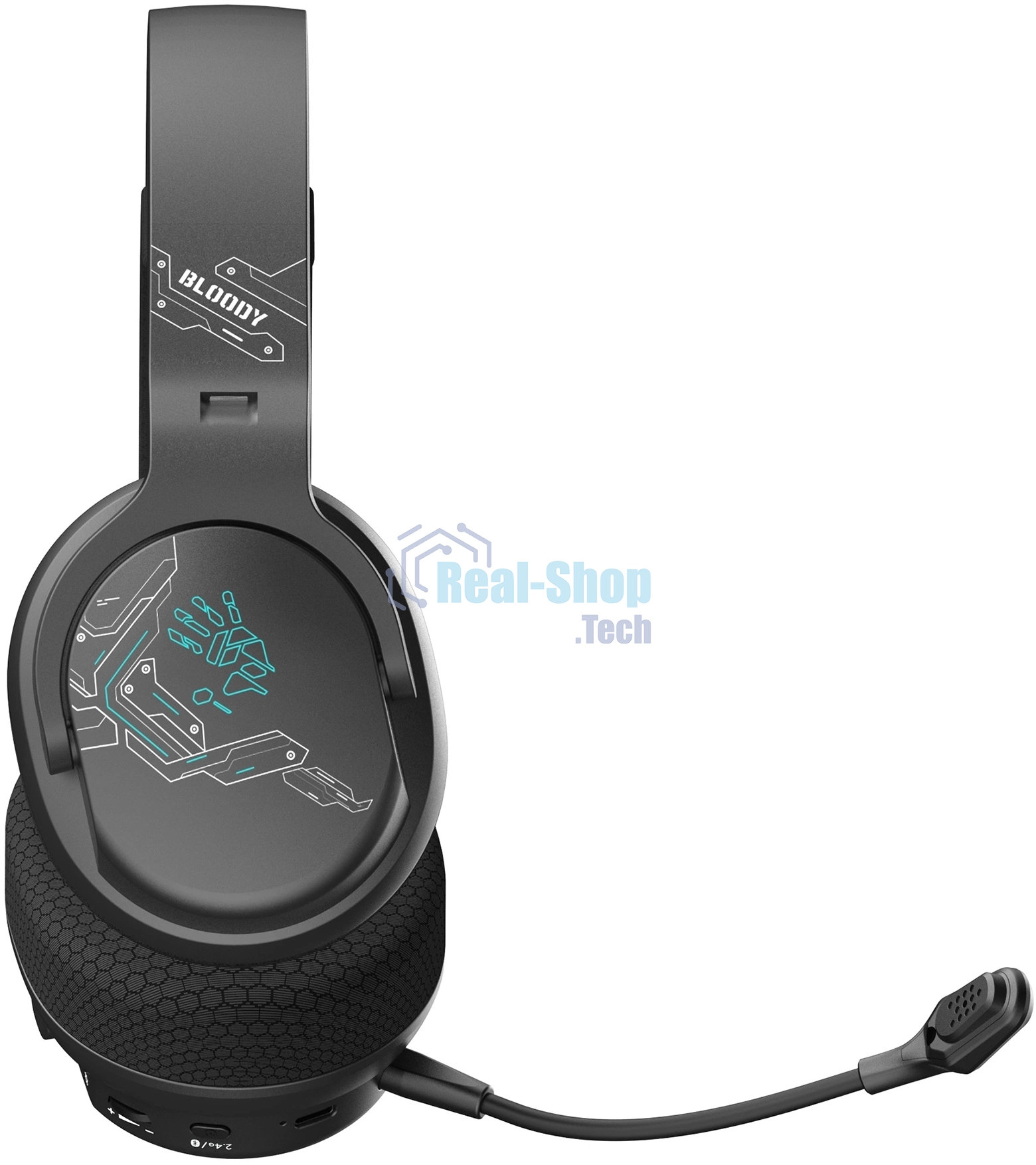 Гарнитура Bloody GR370 черный, беспроводная + проводная, Bluetooth, до 45 ч, подсветка