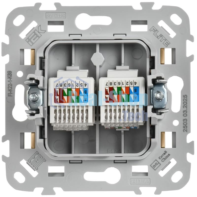 FLITE Розетка 2-ая компьютерная RJ45 кат.5Е UTP РК5е-2-0-ФлШм шамуа | FI-K22-1-K89 | IEK