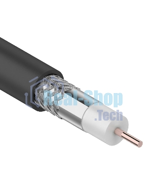 Кабель коаксиальный Rexant RG-6U, 75 Ом, CCS/Al/Al, 64%, бухта 100 м, черный OUTDOOR