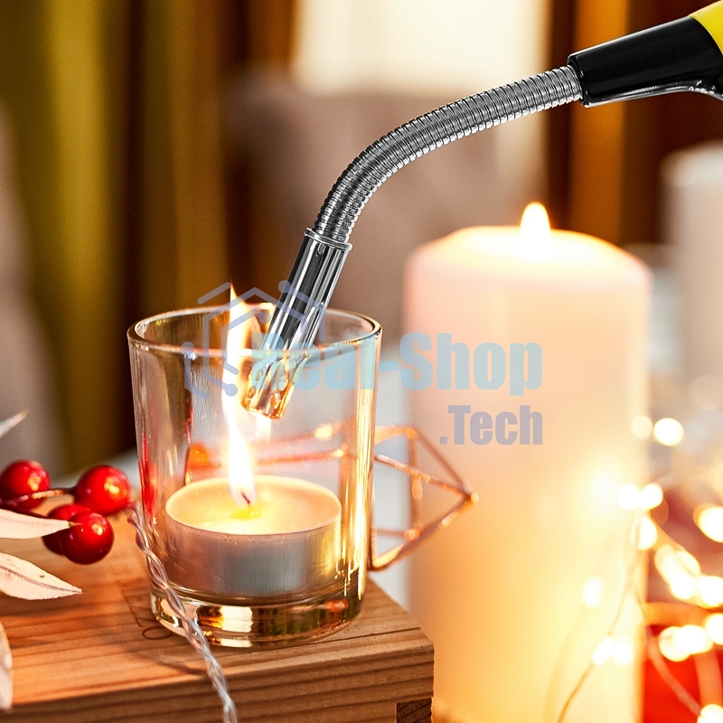 Бытовая газовая пьезозажигалка с классическим пламенем многоразовая (1 шт.) желтая СК-302W с гибким стержнем Сокол