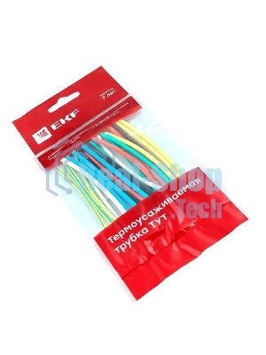 Термоусаживаемая трубка EKF tut-n-2 ТУТ 2/1 набор:7 цветов по 3шт. 100мм. EKF PROxima