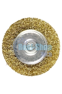 Кордщетка Matrix для дрели 75 мм плоская со шпилькой латунированная витая проволока
