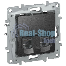 IEKETIKA Розетка компьютерная двойная RJ45 категория 5Е UTP 6726551 антрацит