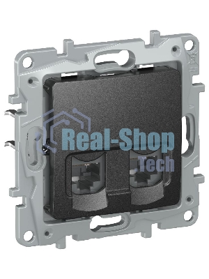 IEKETIKA Розетка компьютерная двойная RJ45 категория 5Е UTP 6726551 антрацит