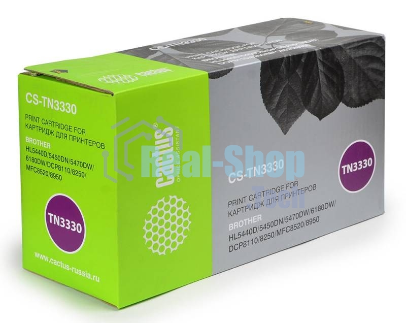 Картридж лазерный Cactus CS-TN3330 черный (3000 стр.) для Brother HL-5440D/5450DN/5470DW/6180DW/DCP8110/8250/MFC-8520/8950
