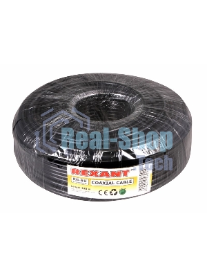 Кабель коаксиальный Rexant RG-6U, 75 Ом, CCS/Al/Al, 64%, бухта 100 м, черный OUTDOOR
