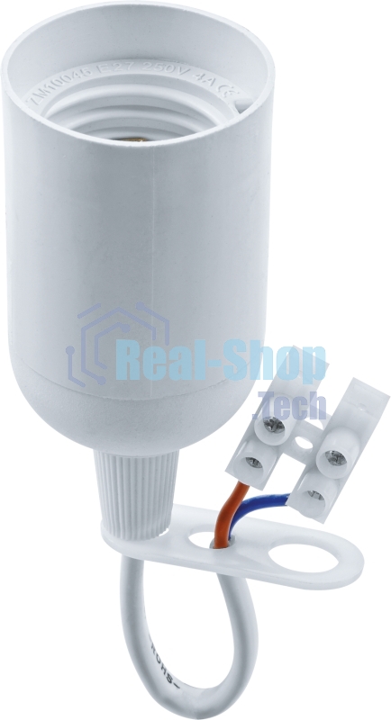 Патрон электрический Navigator NLH-P-F-WH-E27-TB пластик. подвесной с клеммной колодкой на проводе бел.