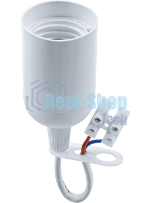 Патрон электрический Navigator NLH-P-F-WH-E27-TB пластик. подвесной с клеммной колодкой на проводе бел.