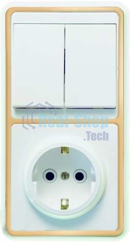 Блок Кунцево-Электро БКВР-032 Бэлла (2-кл. выкл. + розетка с заземл.) зол.