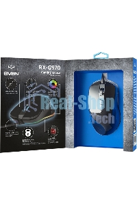 Мышь проводная SVEN RX-G970 черный, 4000 dpi, USB, кнопки - 7