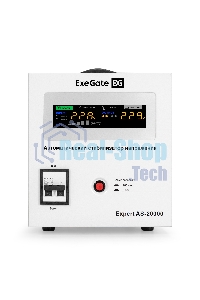 Стабилизатор напряжения ExeGate Expert AS-20000 (20000ВА, вход 140-260В, цветной дисплей, выход 220В±8%, КПД 98%, 5 уровней защиты, задержка, усиленный метал. корпус, клем.колодка, RTL)