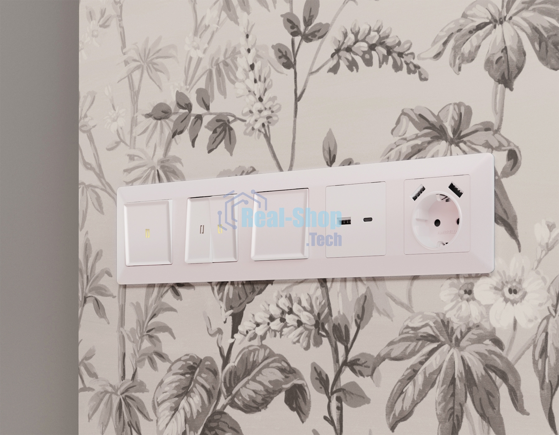 Комплект механизма розетки ALFA Жемчуг 2USB A+C 20W (быстрая зарядка) QUANT (AP2110, VM177) MA211010