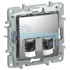 IEKETIKA Розетка компьютерная двойная RJ45 категория 5Е UTP 6724551 алюминий