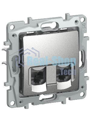 IEKETIKA Розетка компьютерная двойная RJ45 категория 5Е UTP 6724551 алюминий