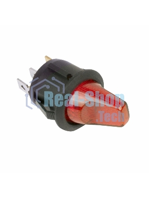 Выключатель клавишный Rexant круглый 12V 16А (3с) ON-OFF красный с подсветкой