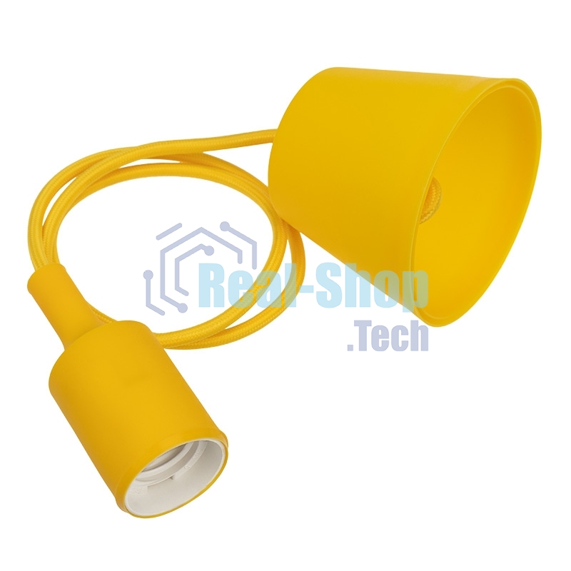 Патрон E27 Rexant силиконовый со шнуром 1 м желтый