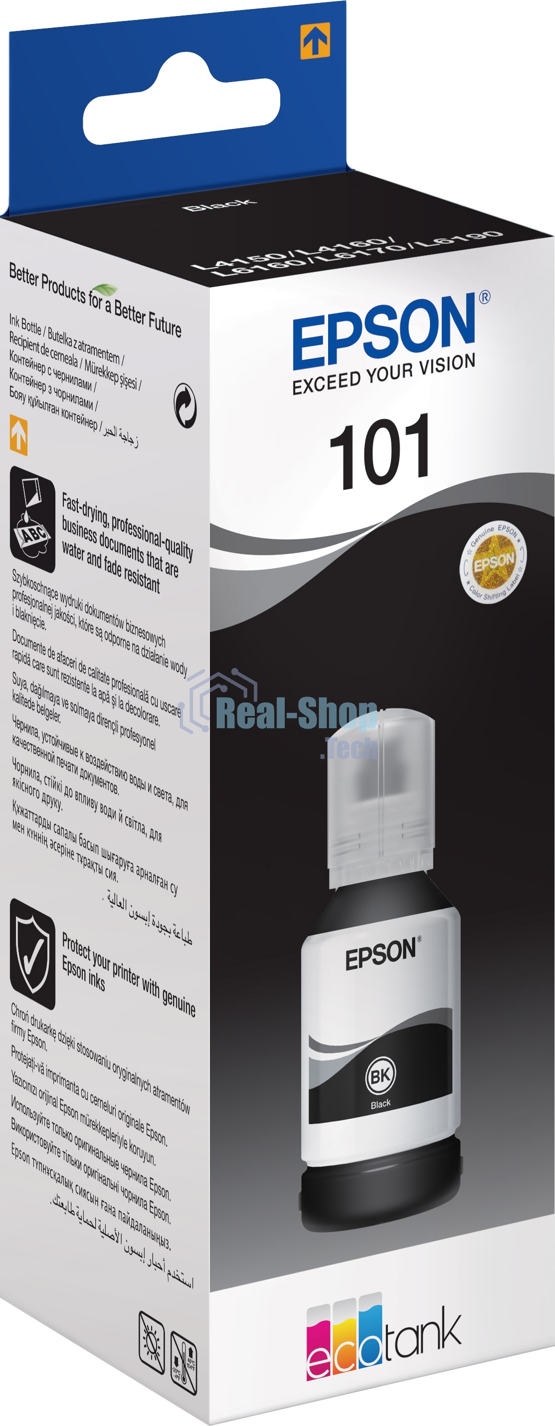 Картридж струйный Epson L101 C13T03V14A черный (127мл) для Epson L4150/L4160/L6160/L6170/L6190