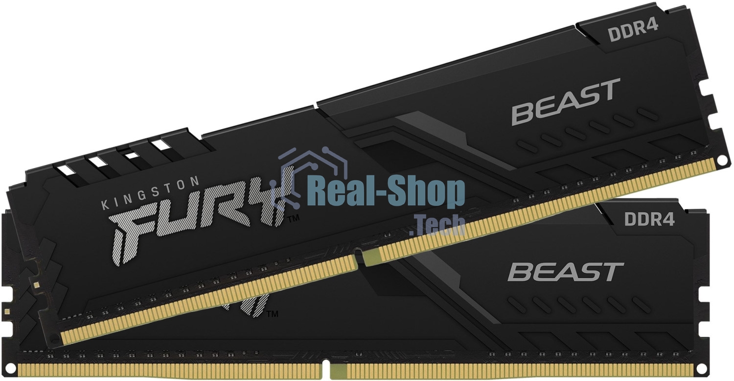 Оперативная память Kingston Fury Beast, DDR4, 64GB (2x32GB), 3600MHz, CL18, DIMM, с радиатором, черный